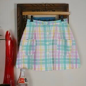 Vintage 80s Koret pastel plaid skort tennis style 27" waist